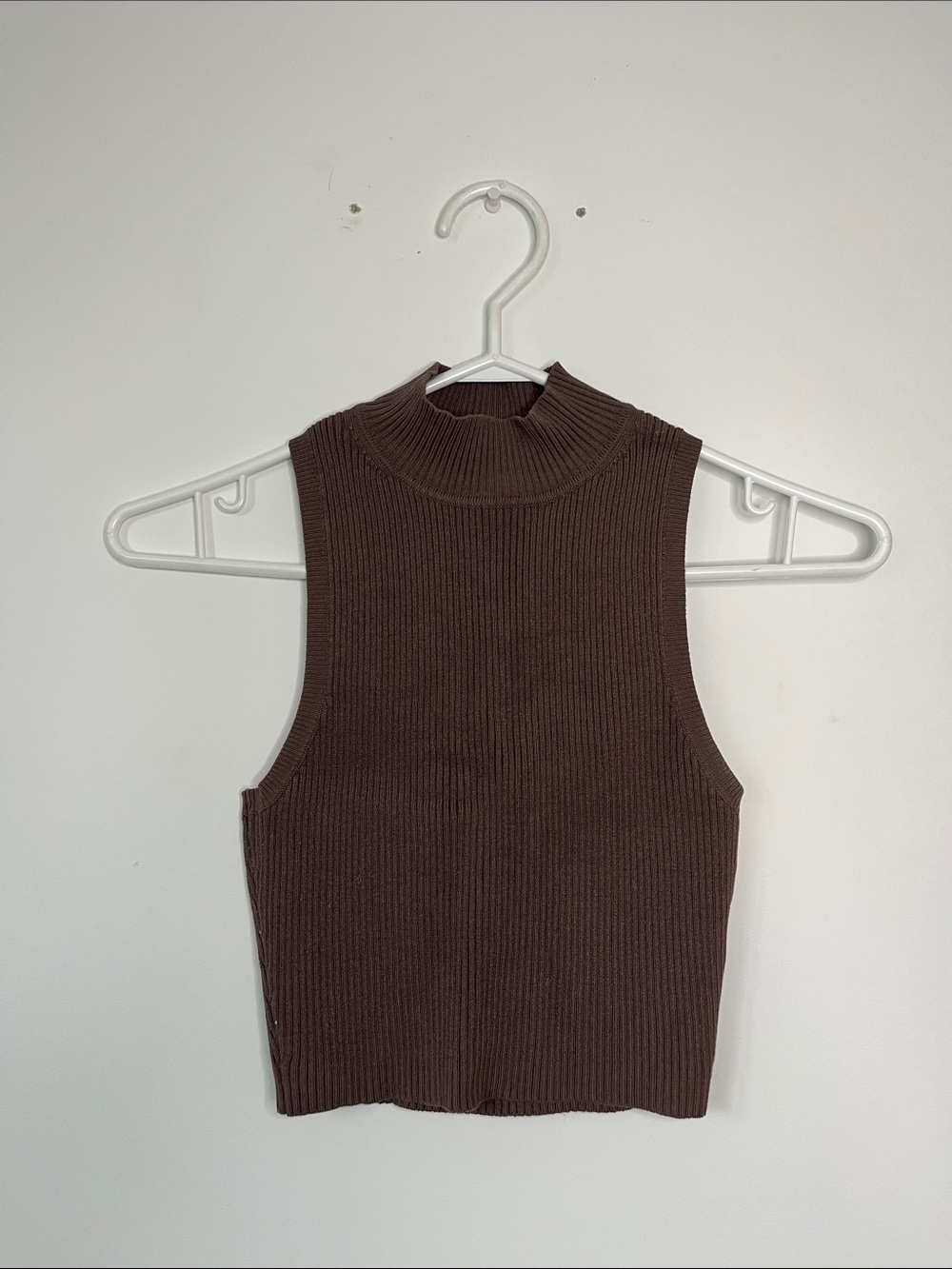 garage brown mock neck tank